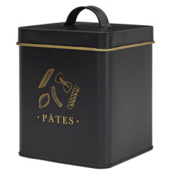Boîte en Métal - Pâtes - Noir et Doré - Boîte de Conservation de Cuisine