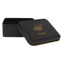 Boîte à Thé en Métal - Noir et Doré - Boîte de Conservation de Cuisine