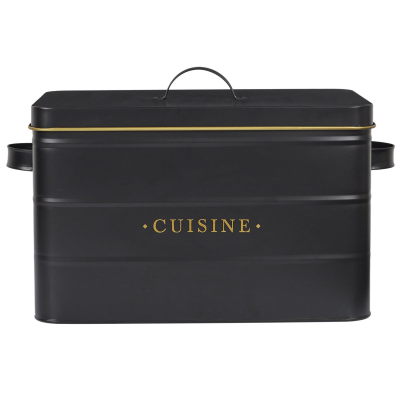 Lot de 3 Boîtes en Métal - Cuisine + Spaghettis + Pâtes - Noir et Doré - Boîtes de Conservation de Cuisine