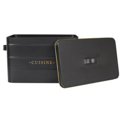 Lot de 3 Boîtes en Métal - Cuisine + Spaghettis + Pâtes - Noir et Doré - Boîtes de Conservation de Cuisine