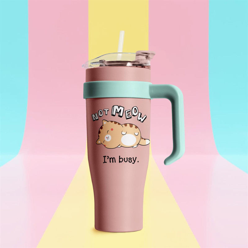 Lot de 3 mugs de Transport XXL Kawaii 1,2L - Boissons Chaudes ou Froides - Couvercle étanche multi ouvertures