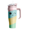 Lot de 3 mugs de Transport XXL Kawaii 1,2L - Boissons Chaudes ou Froides - Couvercle étanche multi ouvertures