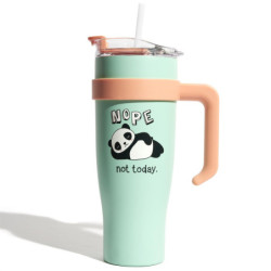 Lot de 3 mugs de Transport XXL Kawaii 1,2L - Boissons Chaudes ou Froides - Couvercle étanche multi ouvertures