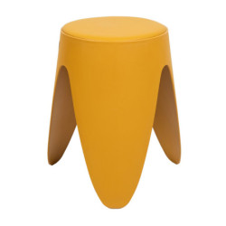 Lot de 4 Tabourets Légers Empilables en Plastique - Jaune - D 30 x H 46 cm - Gain de place