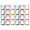 Lot de 24 Verres à Jus Colorés Dégradés 20cL - Couleurs Estivales Bleu Turquoise, Jaune, Violet, Rouge