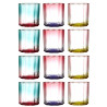 Lot de 12 Verres à Jus Colorés Dégradés 20cL - Couleurs Estivales Bleu Turquoise, Jaune, Violet, Rouge