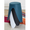 Lot de 3 Tabourets Légers Empilables en Plastique - Blanc Bleu Noir - D 30 x H 46 cm - Gain de place