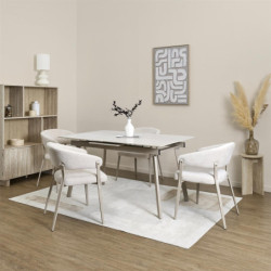 Lot de 2 Fauteuils Beige Tissu Pieds Métal 55 x 55 x 78 cm - Assise Confort