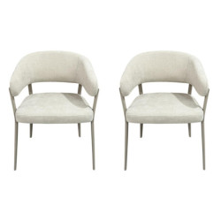 Lot de 2 Fauteuils Beige Tissu Pieds Métal 55 x 55 x 78 cm - Assise Confort