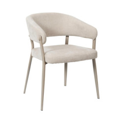 Lot de 2 Fauteuils Beige Tissu Pieds Métal 55 x 55 x 78 cm - Assise Confort