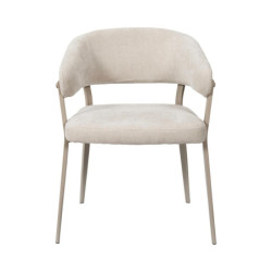Lot de 2 Fauteuils Beige Tissu Pieds Métal 55 x 55 x 78 cm - Assise Confort
