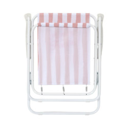 Chaise Ultra Pliante d'Extérieur à Rayures Bayadère - Rose - 44 x 52 x 75 cm