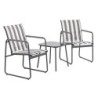 Salon de Jardin 3 Pièces Métal + Textile Gris | 2 Fauteuils + Table Basse