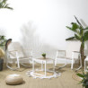 Salon de Jardin 3 Pièces Métal Blanc + Bois | 2 Fauteuils à Bascule + Table Basse