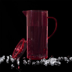 Lot de 4 Carafes Plastique 1,1 L avec Couvercle - Violet Rouge Bleu Jaune