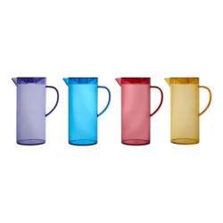 Lot de 4 Carafes Plastique 1,1 L avec Couvercle - Violet Rouge Bleu Jaune