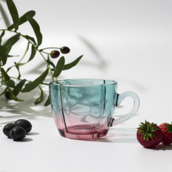 Lot de 12 grandes Tasses en Verre Coloré Dégradé 42 cl Anse - Mugs multicolores