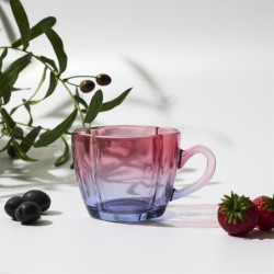 Lot de 12 grandes Tasses en Verre Coloré Dégradé 42 cl Anse - Mugs multicolores