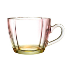 Lot de 12 grandes Tasses en Verre Coloré Dégradé 42 cl Anse - Mugs multicolores