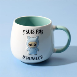 Lot de 3 Mugs Céramique Relief 40 cl Motifs Humoristiques Gromimis - Anse Colorée