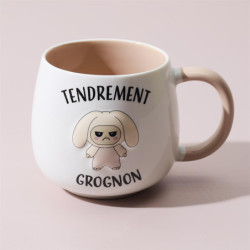 Lot de 3 Mugs Céramique Relief 40 cl Motifs Humoristiques Gromimis - Anse Colorée