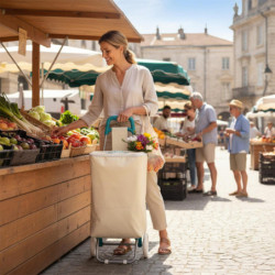 Chariot de Courses Isotherme Pliable 32 x 21 x 92 cm Grande Capacité Transport Facile