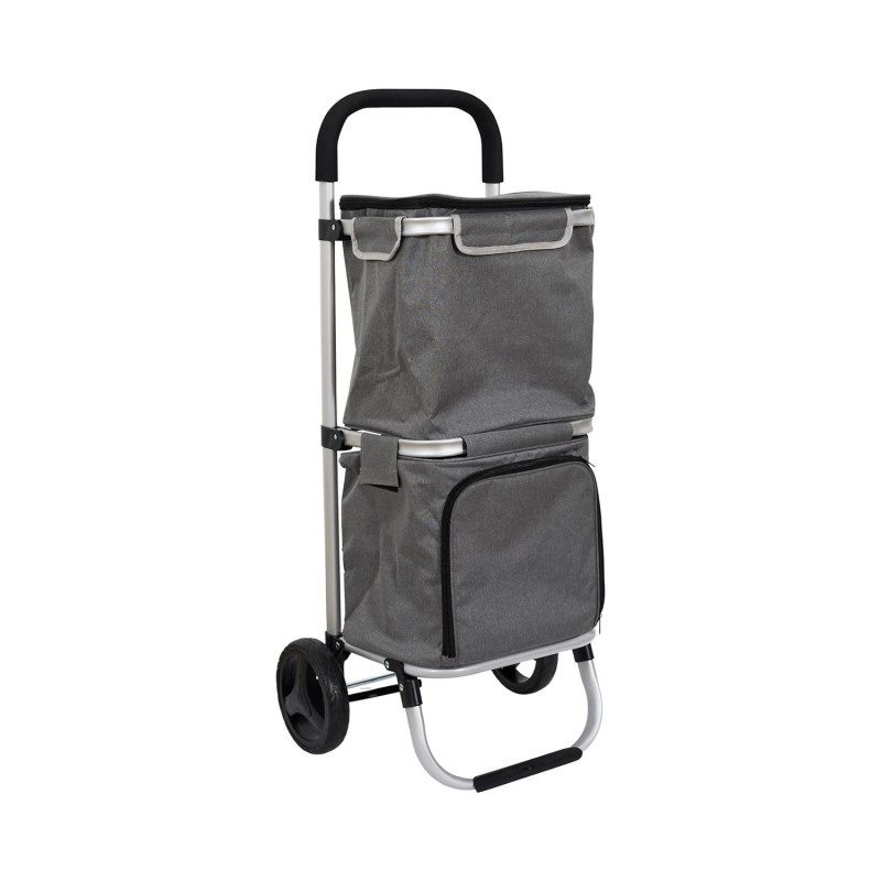 Chariot de Courses Isotherme 2 Compartiments Aluminium 43 x 35 x 99 cm Grande Capacité