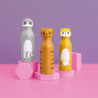 Lot de 3 Gourdes Isothermes Inox 40 cl Motif Animaux - Étanches - Chaud 6h Froid 18h