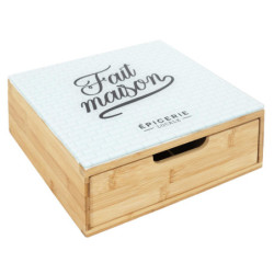 Tiroir Range Capsules de Café Universel - Boite Bois et Verre 30 x 30 cm x H 10 cm - Plateau verre