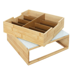 Tiroir Range Capsules de Café Universel - Boite Bois et Verre 30 x 30 cm x H 10 cm - Plateau verre