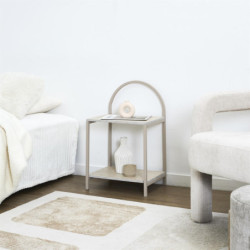 Lot de 2 Chevets Arche Bois et Métal 40 x 30 x 63 cm Tables de Nuit 2 Niveaux Rangement Chambre