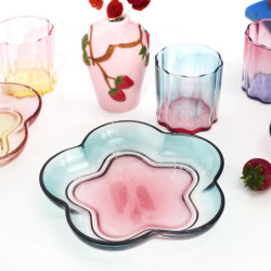 Lot de 12 Assiettes à Dessert en Verre Dégradé Multicolore D 19,3 cm - Etoiles