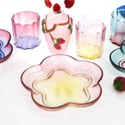 Lot de 12 Assiettes à Dessert en Verre Dégradé Multicolore D 19,3 cm - Etoiles
