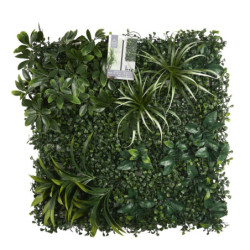 Plaque Murale Végétale Feuillage Varié Plantes et Buis 50x50cm - Rendu Dense et Réaliste - Intérieur Extérieur