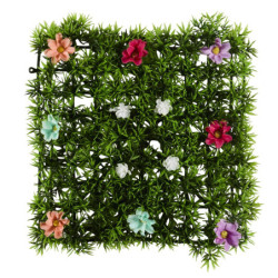 Lot de 24 Dalles Gazon Artificiel 25 x 25 cm Clipsables Décor Extérieur 1.5 m²