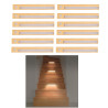 Lot de 12 Lampes LED Détecteur de Mouvement Effet Bois Magnétique Sans Fil 23,5 x 3 x 1,3 cm