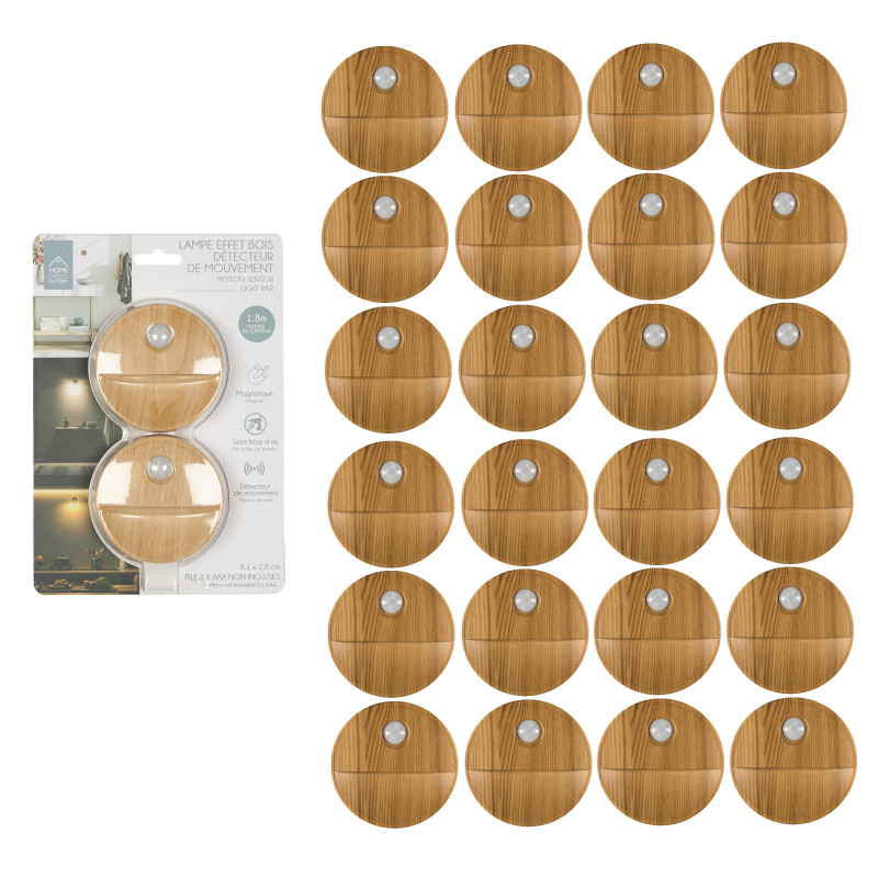 Lot de 12 packs de 2 soit 24 Lampes LED Détecteur de Mouvement Magnétique à Piles D 8 cm