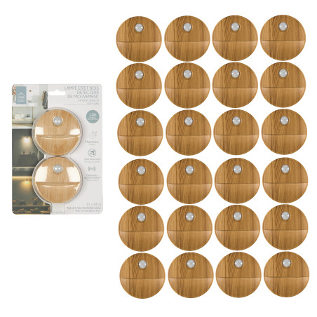 Lot de 12 packs de 2 soit 24 Lampes LED Détecteur de Mouvement Magnétique à Piles D 8 cm
