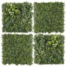 Lot de 4 Plaques Végétales Artificielles Panachées 50 x 50 cm - Mur végétal 1m²