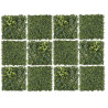 Lot de 12 Plaques Végétales Artificielles Panachées 50 x 50 cm - Mur végétal 3m²