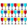 Lot de 24 Verres à Vin Plastique Durable 34 cl - Colorés Incassables Réutilisables Extérieur
