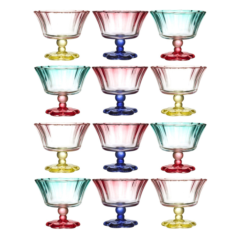 Lot de 12 Coupes à Pied Colorées en Verre Dégradé D11 cm