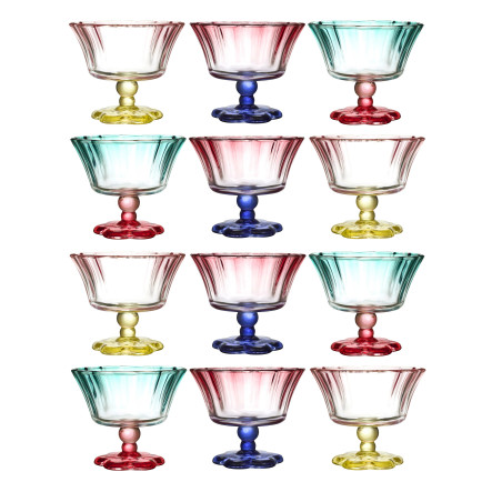 Lot de 12 Coupes à Pied Colorées en Verre Dégradé D11 cm