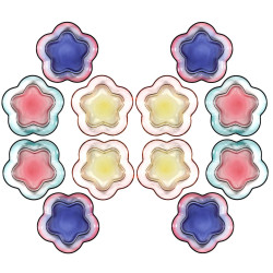 Lot de 12 Assiettes à Dessert en Verre Dégradé Multicolore D 19,3 cm - Etoiles