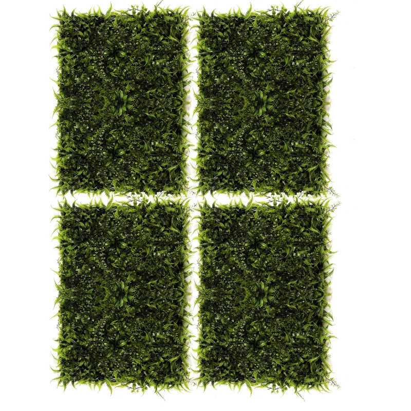 Lot de 4 Panneaux Mur Végétal Artificiel 60 x 40 cm Décoration Murale 1 m²