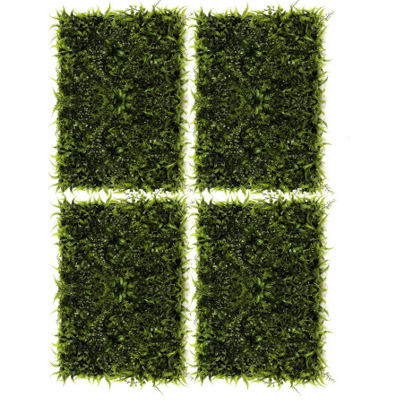 Lot de 4 Panneaux Mur Végétal Artificiel 60 x 40 cm Décoration Murale 1 m²