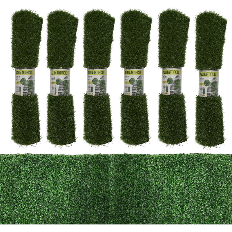 Lot de 6 Rouleaux de Gazon Artificiel 3 x 1 m x Épaisseur 3.5 cm soit 18m2 d'herbe