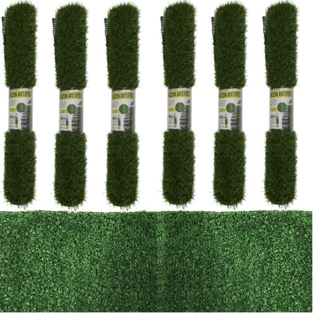Lot de 6 Rouleaux de Gazon Artificiel 2 x 1 m x Épaisseur 3.5 cm soit 12m2 d'herbe