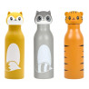 Lot de 3 Gourdes Isothermes Inox 40 cl Motif Animaux - Étanches - Chaud 6h Froid 18h