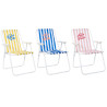 Lot de 3 Chaises Pliantes Extérieur Multicolore Rayures 44 x 52 x 75 cm Gain de Place